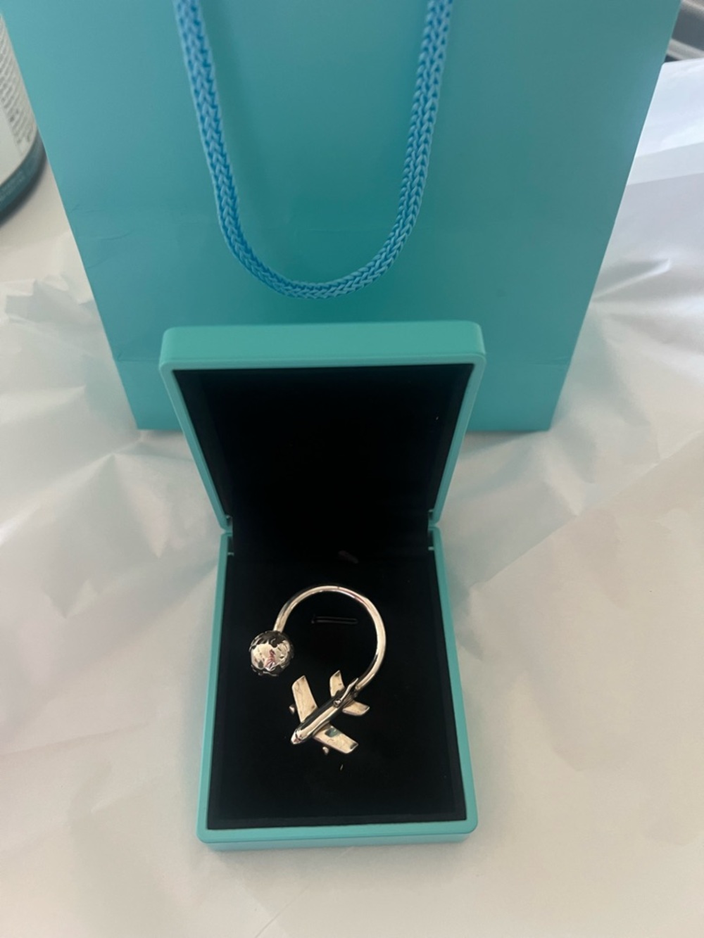 Tiffany and Co Silver Airplane and Globe keychain. - Picture 3 of 5